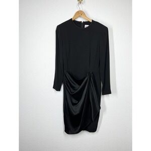 Vintage Albert Nipon Black Cocktail Dress Size 8 Draped Front Sash